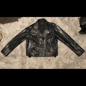 Black leather lucky brand womens jacket